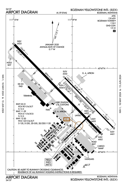 BOZEMAN YELLOWSTONE INTL - Airport Diagram