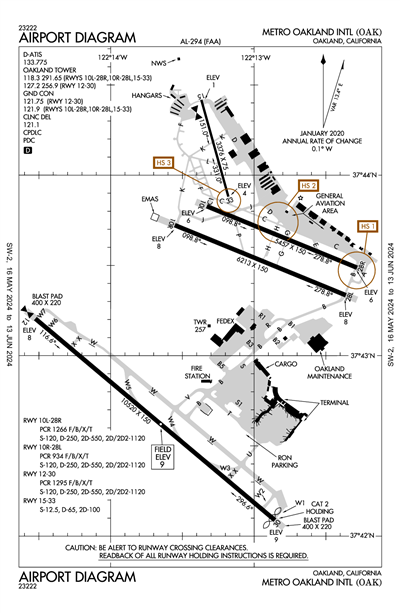 METRO OAKLAND INTL - Airport Diagram