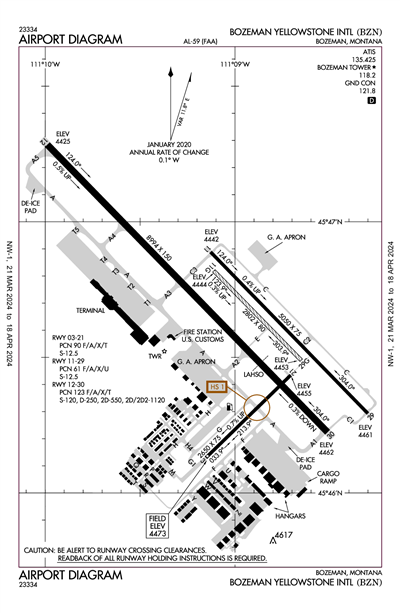 BOZEMAN YELLOWSTONE INTL - Airport Diagram