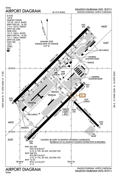 RALEIGH-DURHAM INTL - Airport Diagram