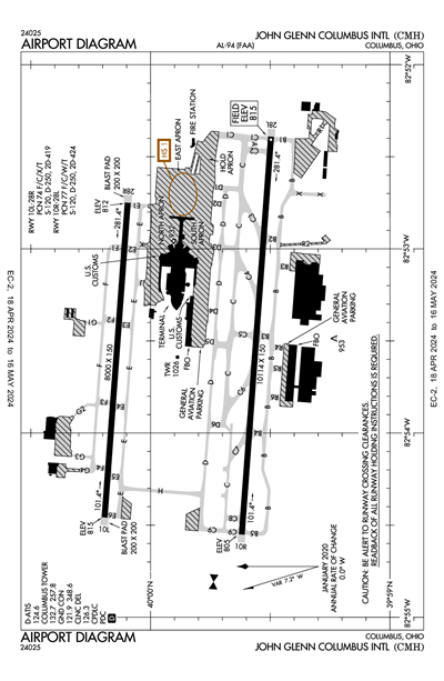 JOHN GLENN COLUMBUS INTL - Airport Diagram