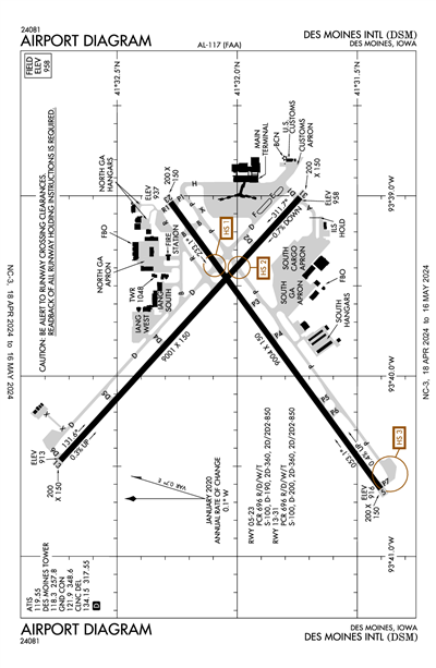 DES MOINES INTL - Airport Diagram