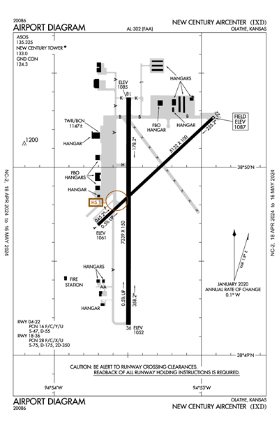 NEW CENTURY AIRCENTER - Airport Diagram