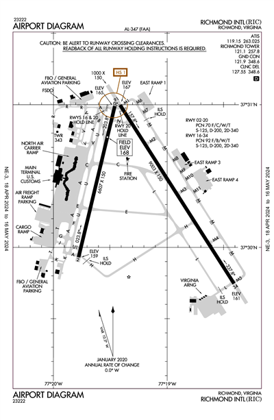 RICHMOND INTL - Airport Diagram