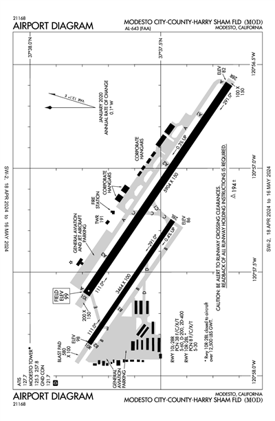 MODESTO CITY-COUNTY-HARRY SHAM FLD - Airport Diagram
