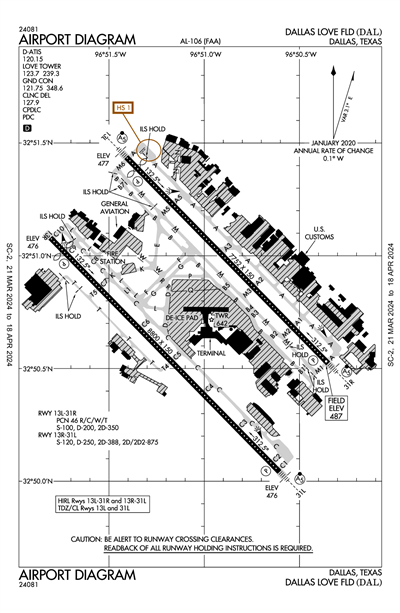 DALLAS LOVE FLD - Airport Diagram