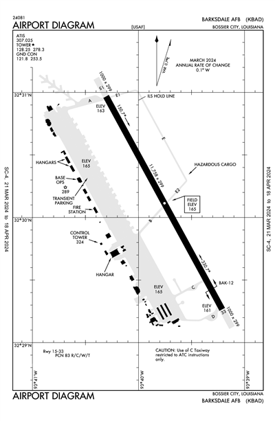 BARKSDALE AFB - Airport Diagram