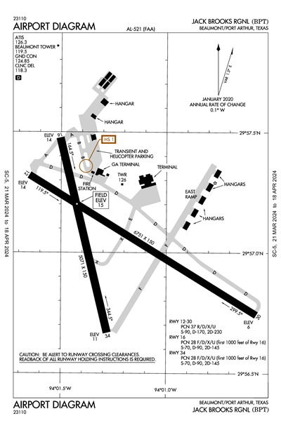 JACK BROOKS RGNL - Airport Diagram