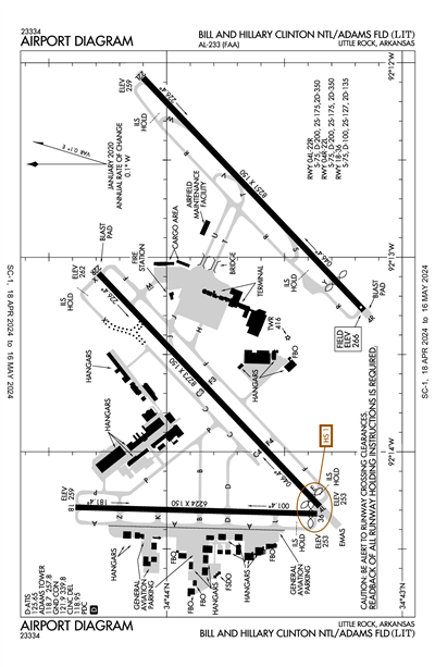 BILL AND HILLARY CLINTON NTL/ADAMS FLD - Airport Diagram