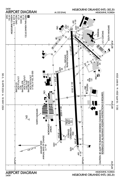 MELBOURNE ORLANDO INTL - Airport Diagram