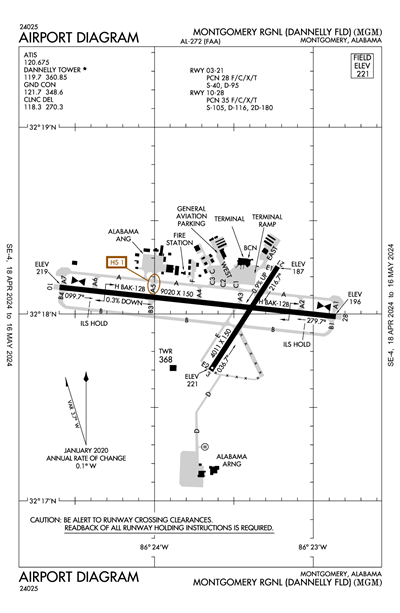 MONTGOMERY RGNL (DANNELLY FLD) - Airport Diagram