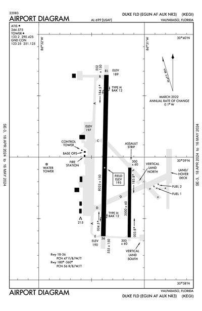 DUKE FLD,(EGLIN AF AUX NR 3) - Airport Diagram