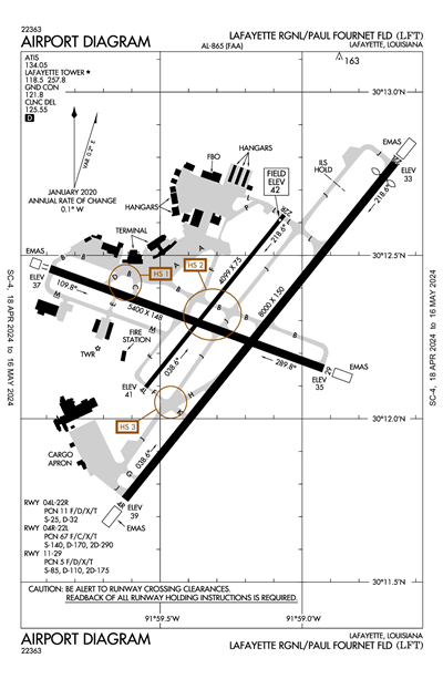 LAFAYETTE RGNL/PAUL FOURNET FLD - Airport Diagram
