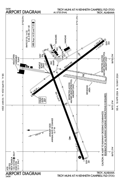 TROY MUNI AT N KENNETH CAMPBELL FLD - Airport Diagram