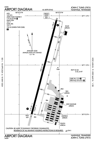 JOHN C TUNE - Airport Diagram