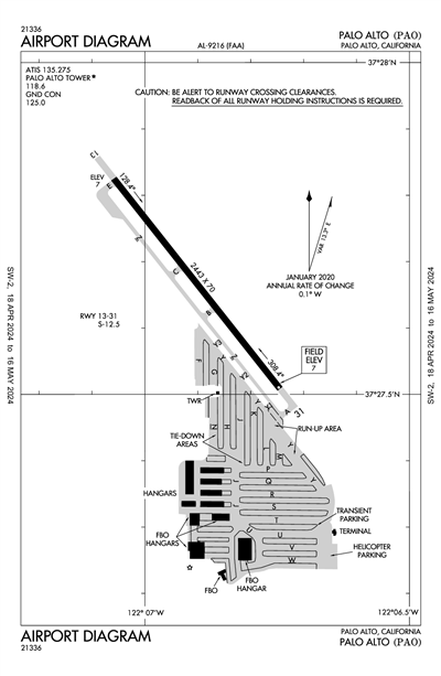 PALO ALTO - Airport Diagram