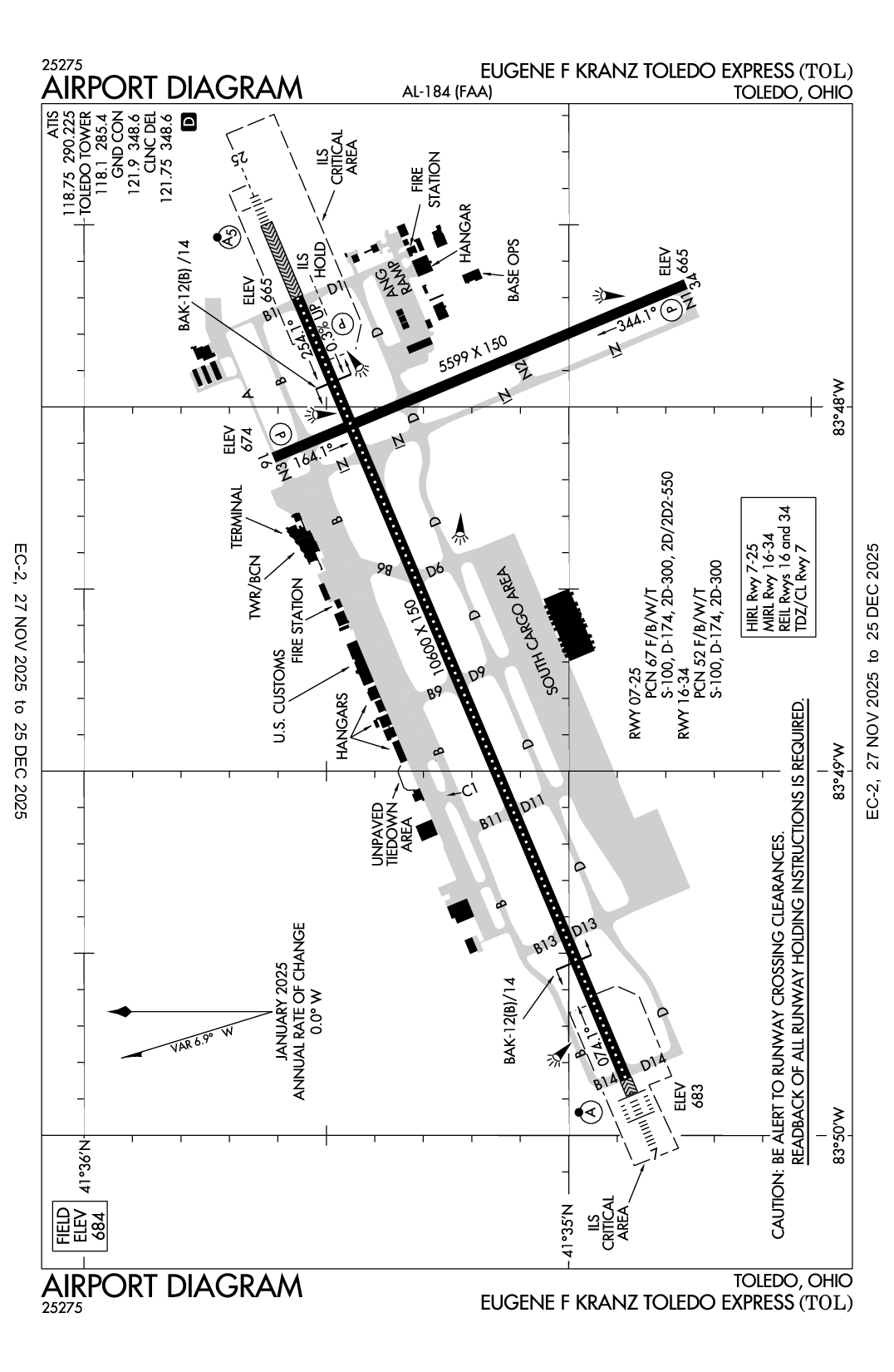 EUGENE F KRANZ TOLEDO EXPRESS - Airport Diagram