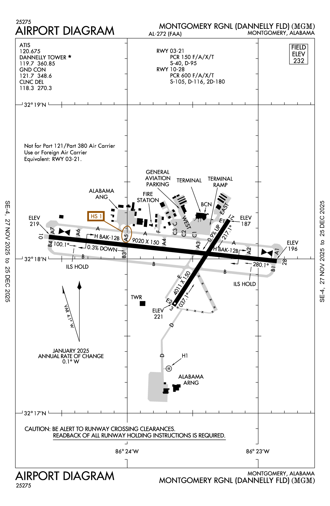 MONTGOMERY RGNL (DANNELLY FLD) - Airport Diagram