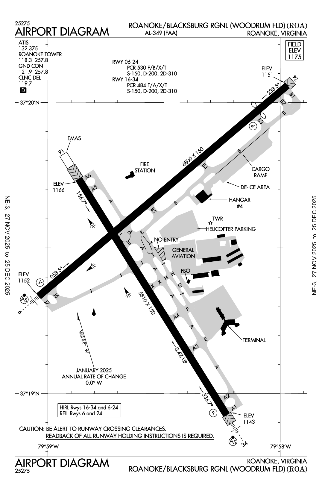 ROANOKE/BLACKSBURG RGNL (WOODRUM FLD) - Airport Diagram