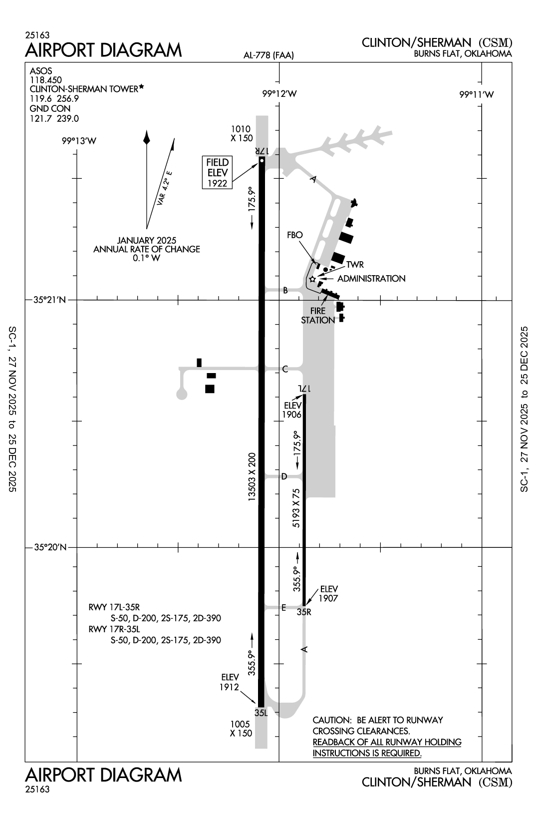 CLINTON/SHERMAN - Airport Diagram