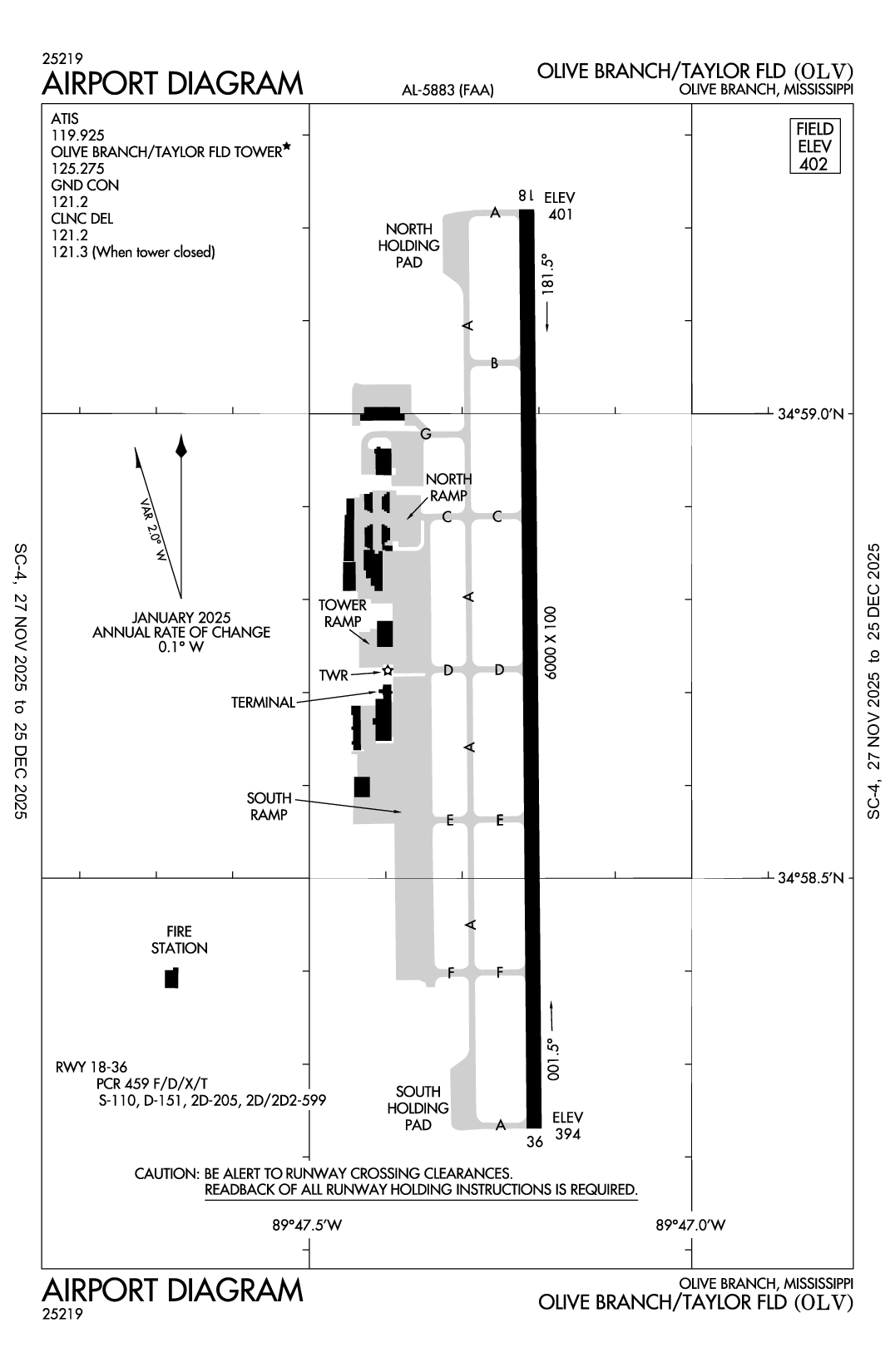 OLIVE BRANCH/TAYLOR FLD - Airport Diagram