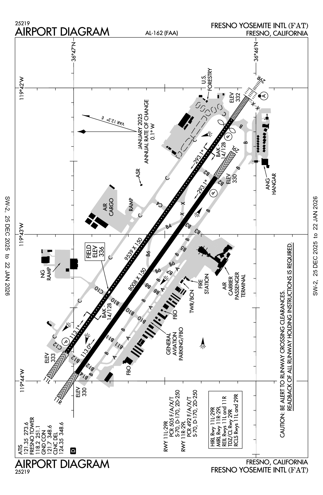 FRESNO YOSEMITE INTL - Airport Diagram