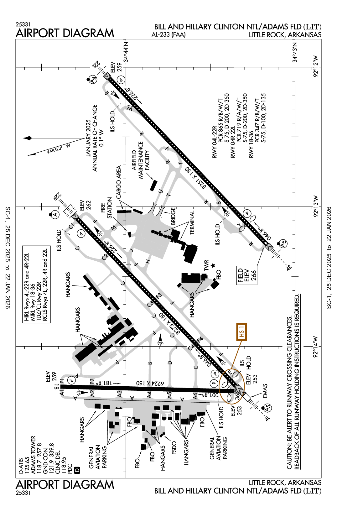 BILL AND HILLARY CLINTON NTL/ADAMS FLD - Airport Diagram