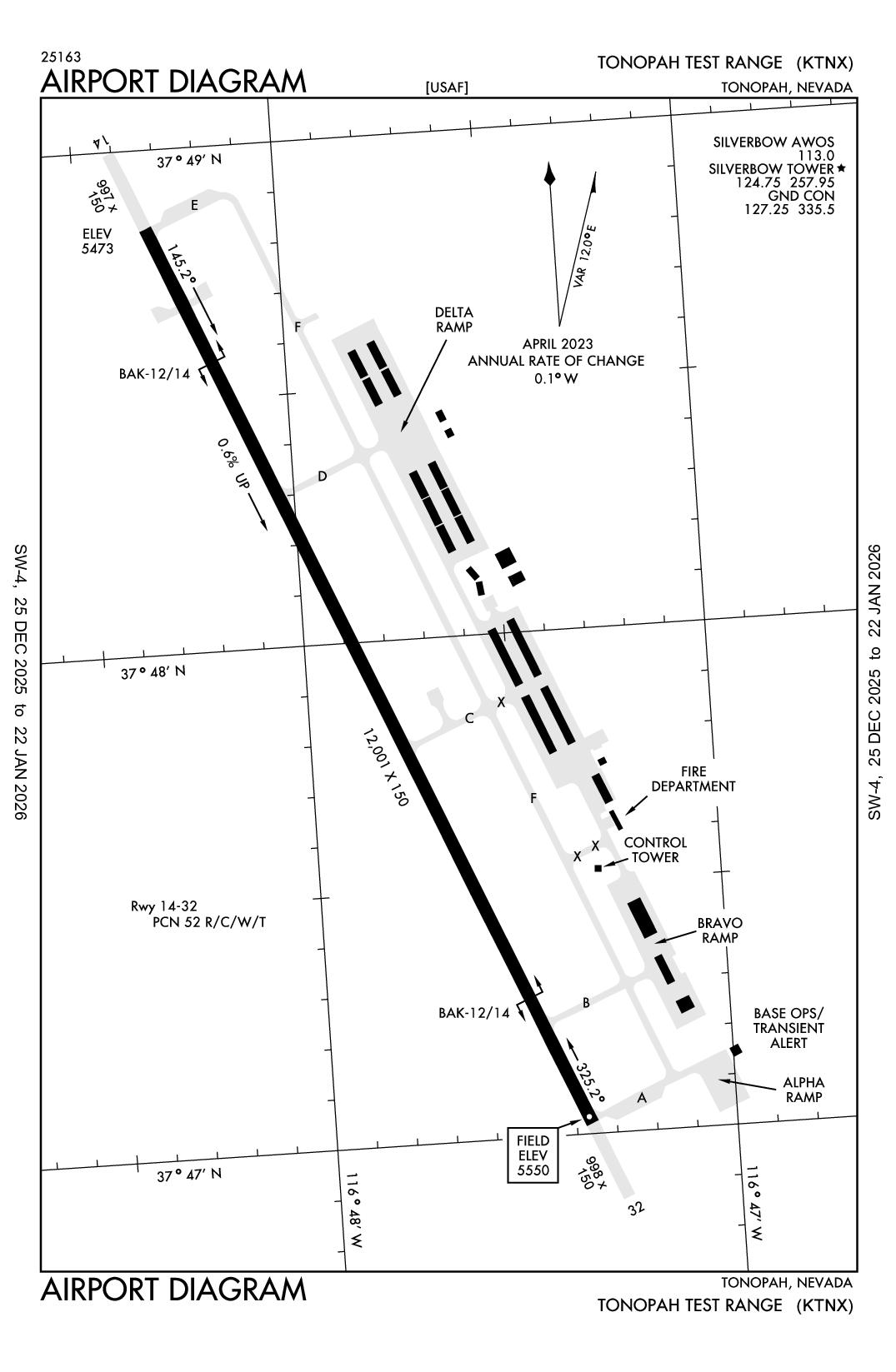 TONOPAH TEST RANGE - Airport Diagram